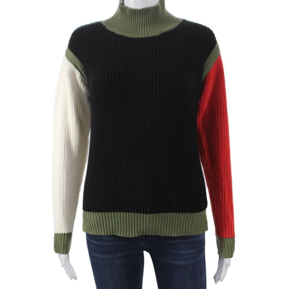 Paper Parachute Women Pullover Black Mock Neck Long Sleeve Size S